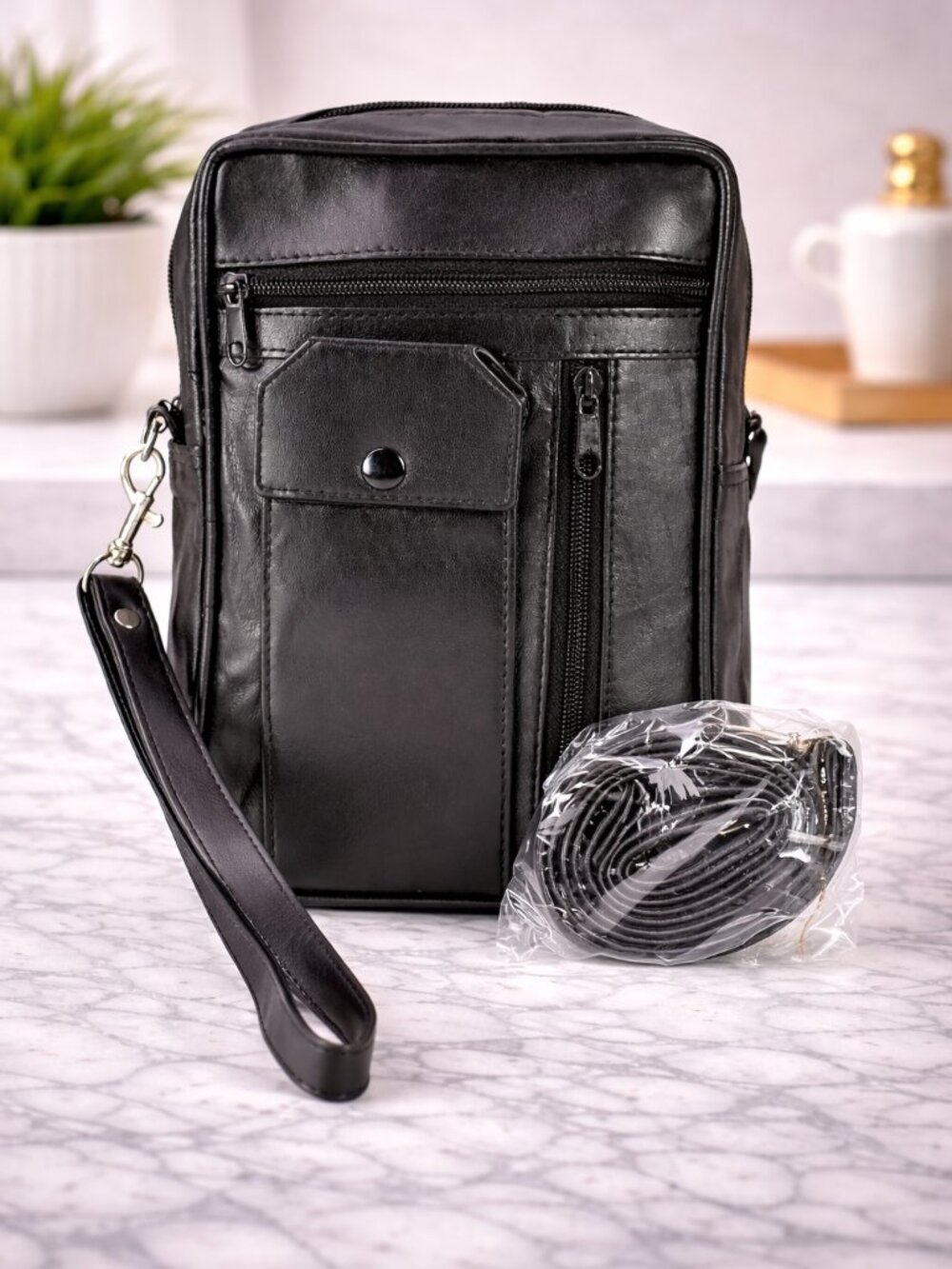 Lambskin Leather Shoulder Travel Bag Phone Organizer Bag